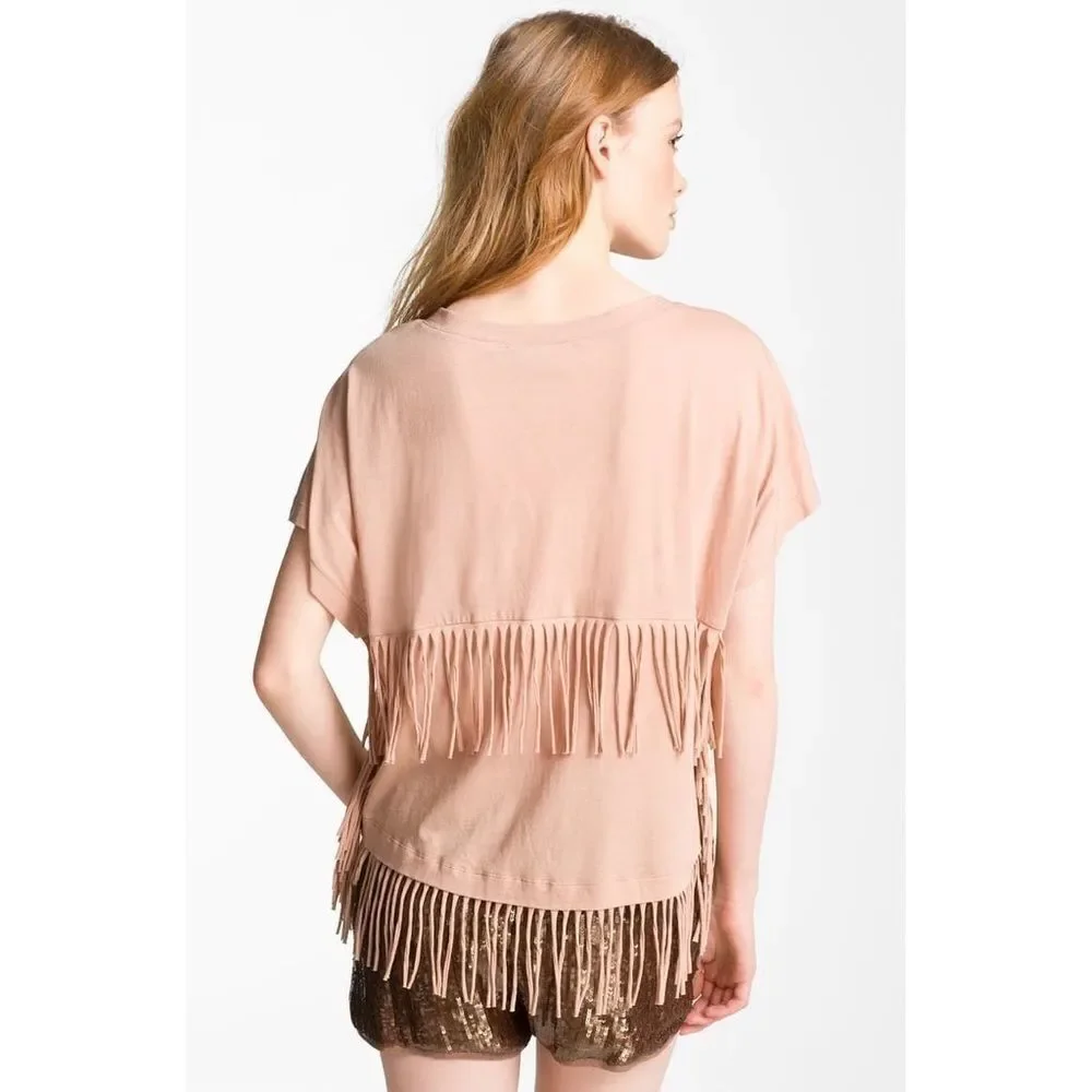 Haute Hippie Oversized Fringe Tee Small - Picture 2 of 10